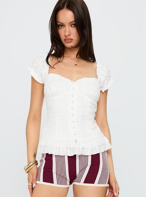 Suiter Frill Detail Top White Product Image