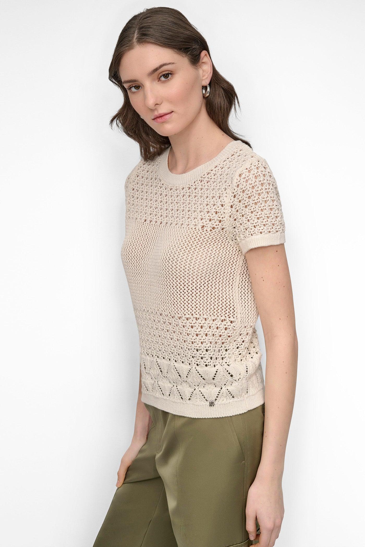 OPEN POINTELLE KNIT SWEATER TEE Product Image