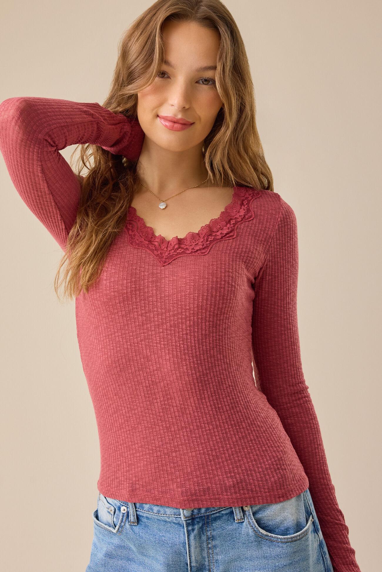 Victoria Lace Ribbed Top Product Image