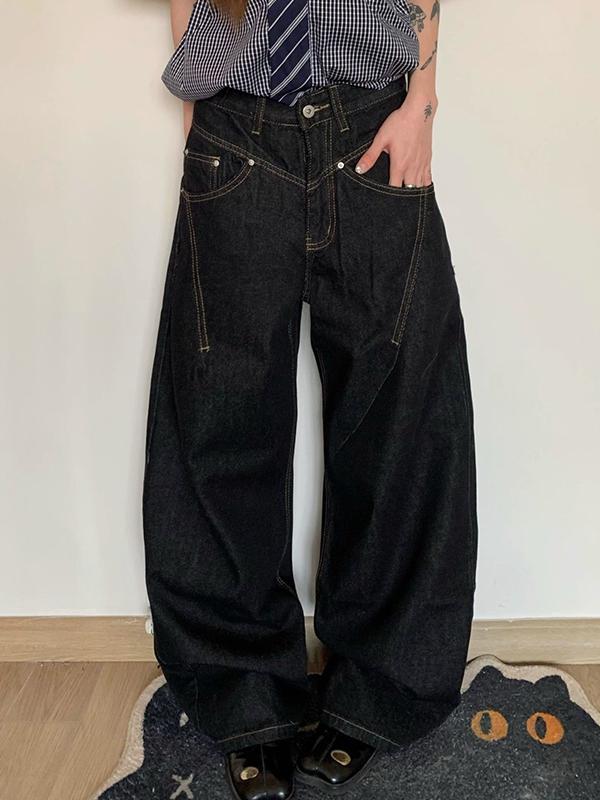 Retro Structure Original Cowhide Boyfriend Jeans Product Image