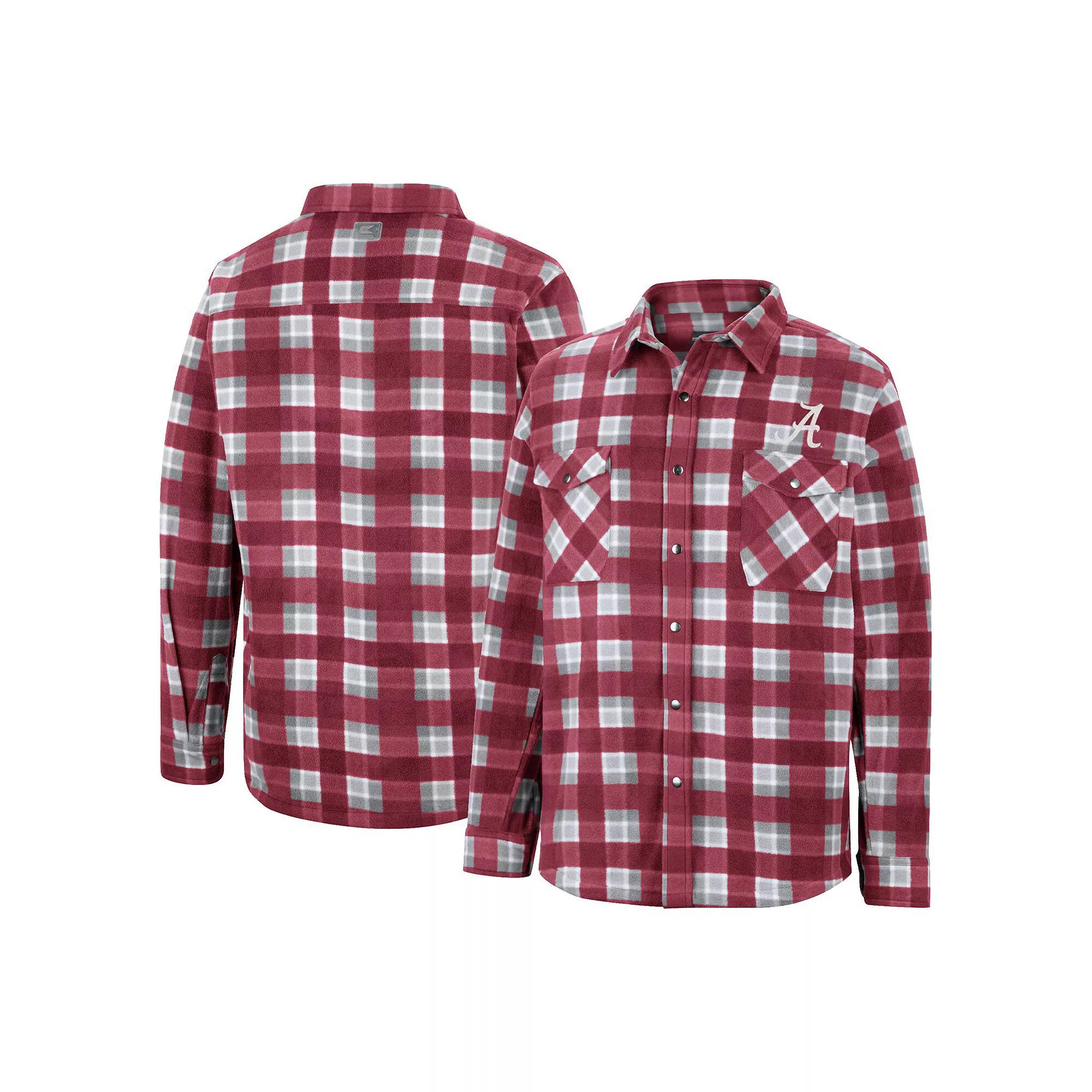 Men's Colosseum Crimson/White Alabama Crimson Tide Ellis Plaid Full-Snap Shirt Jacket, Size: Large, Red Product Image