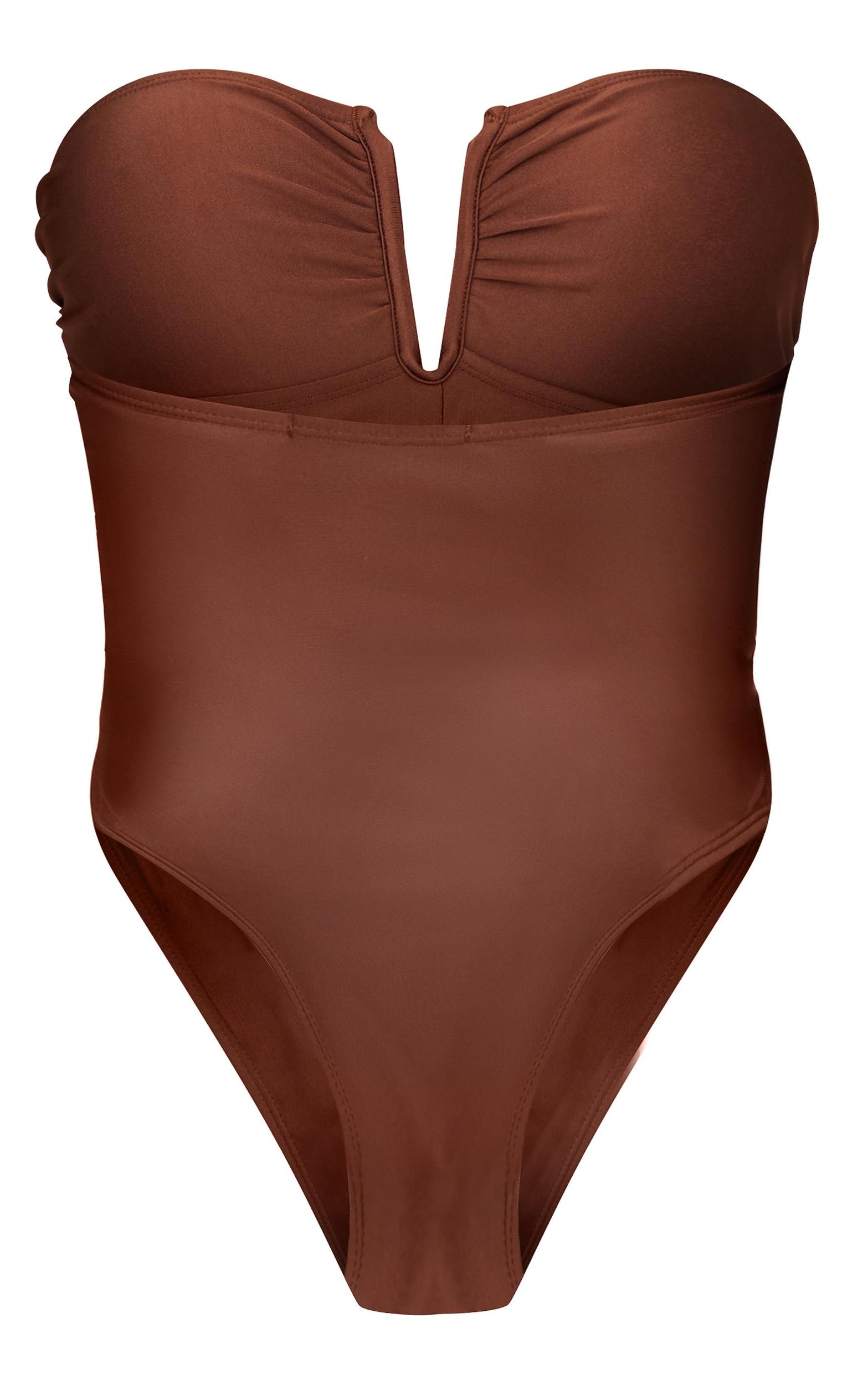 Chocolate V Bar Ruched Front Detail Swimsuit Product Image