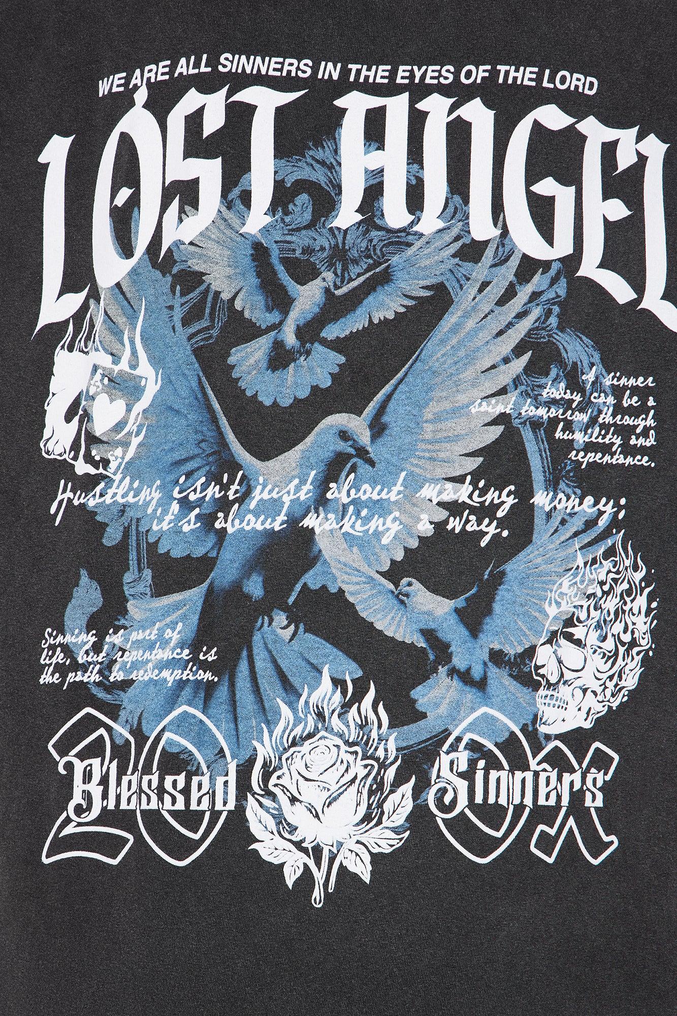 Lost Angel Washed Tee  - Black Wash Female Product Image