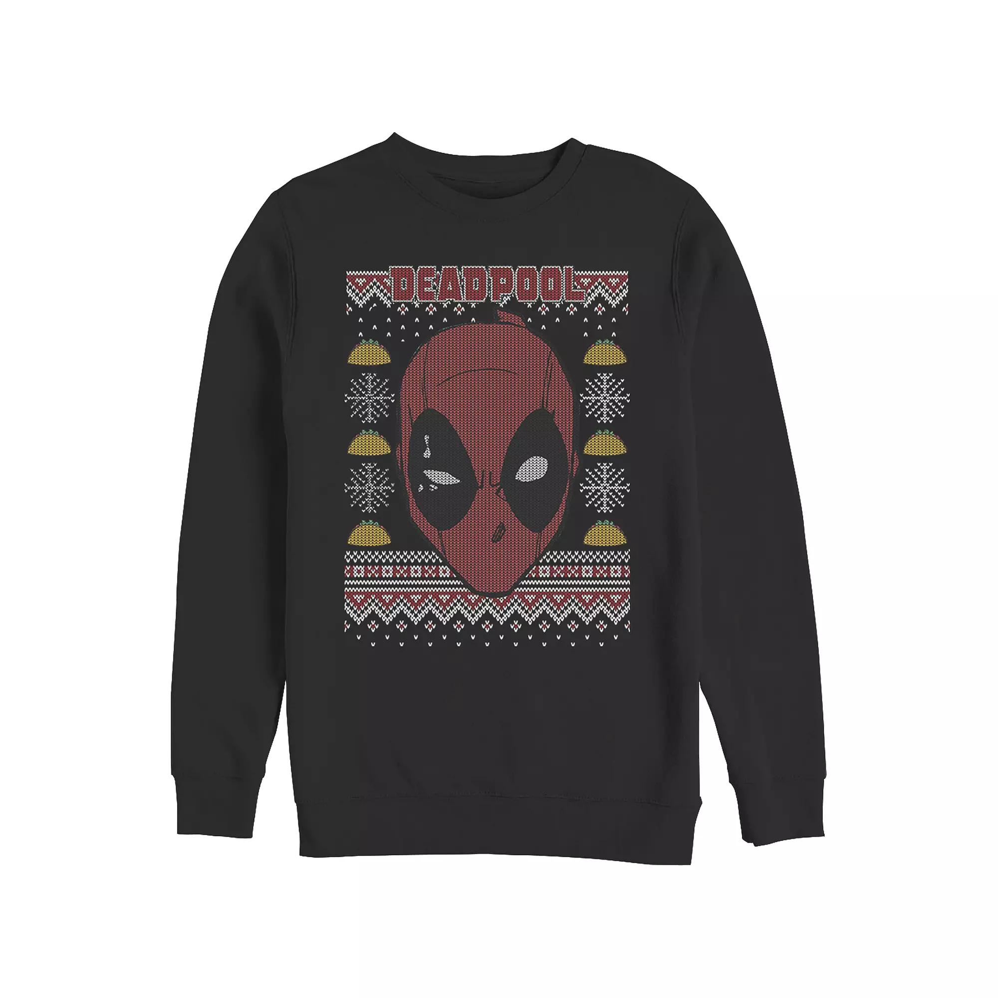 Big & Tall Marvel Deadpool Christmas Sweater Print Graphic Fleece, Men's,  Product Image