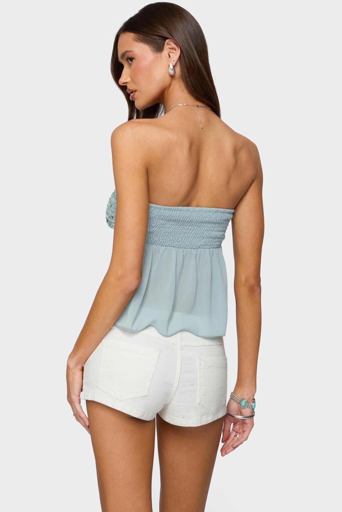 Beadie Sheer Chiffon Strapless Top Product Image