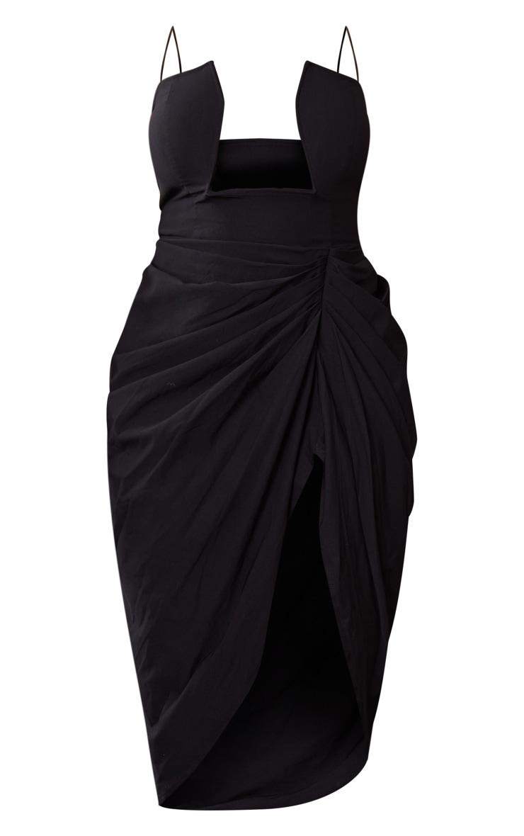 Shape Black Woven Cut Out Detail Ruched Midi Dress Product Image