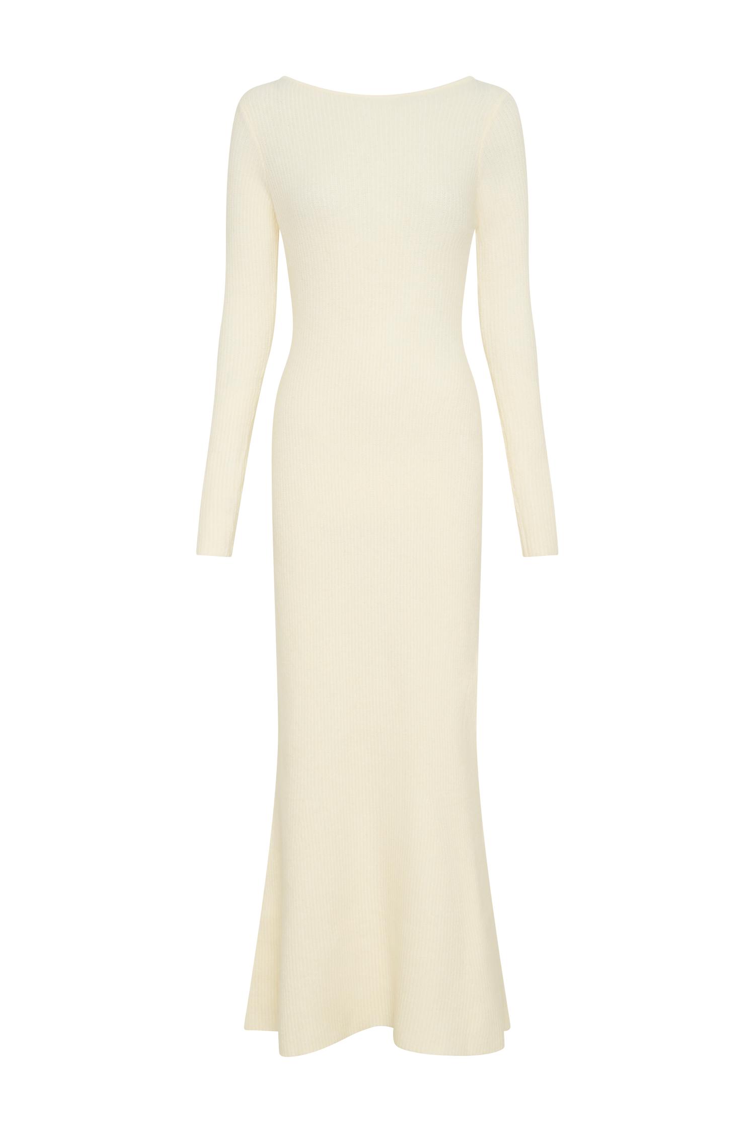 Emily Long Sleeve Knit Maxi Dress - Ivory Marle Product Image