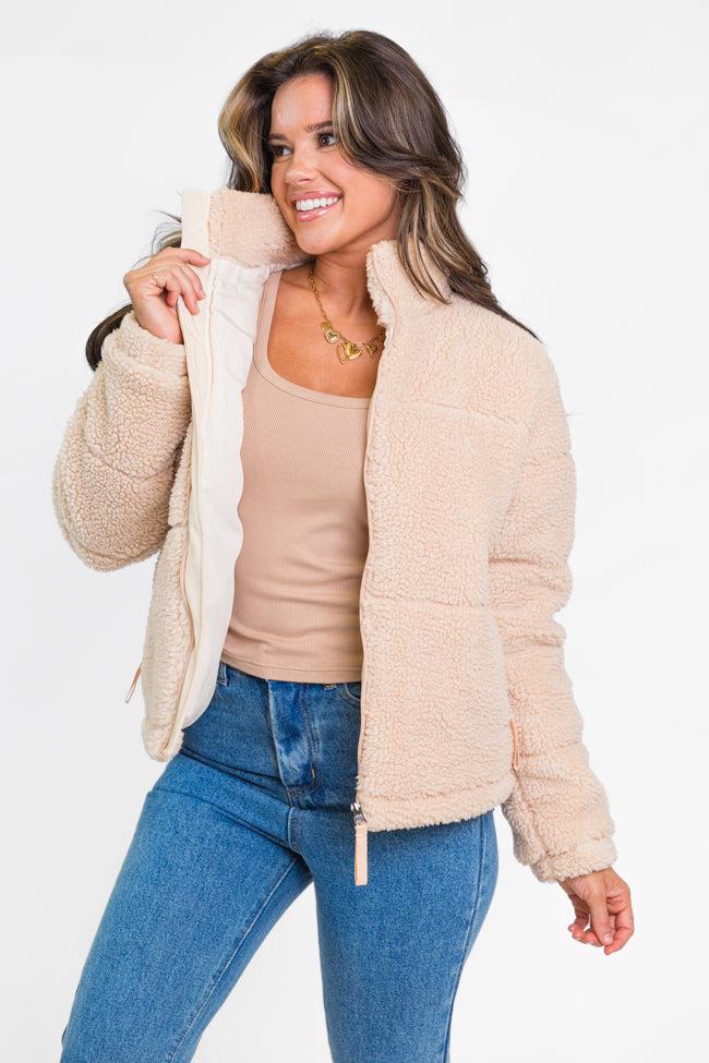 High Road Beige Sherpa Puffer Jacket FINAL SALE Product Image