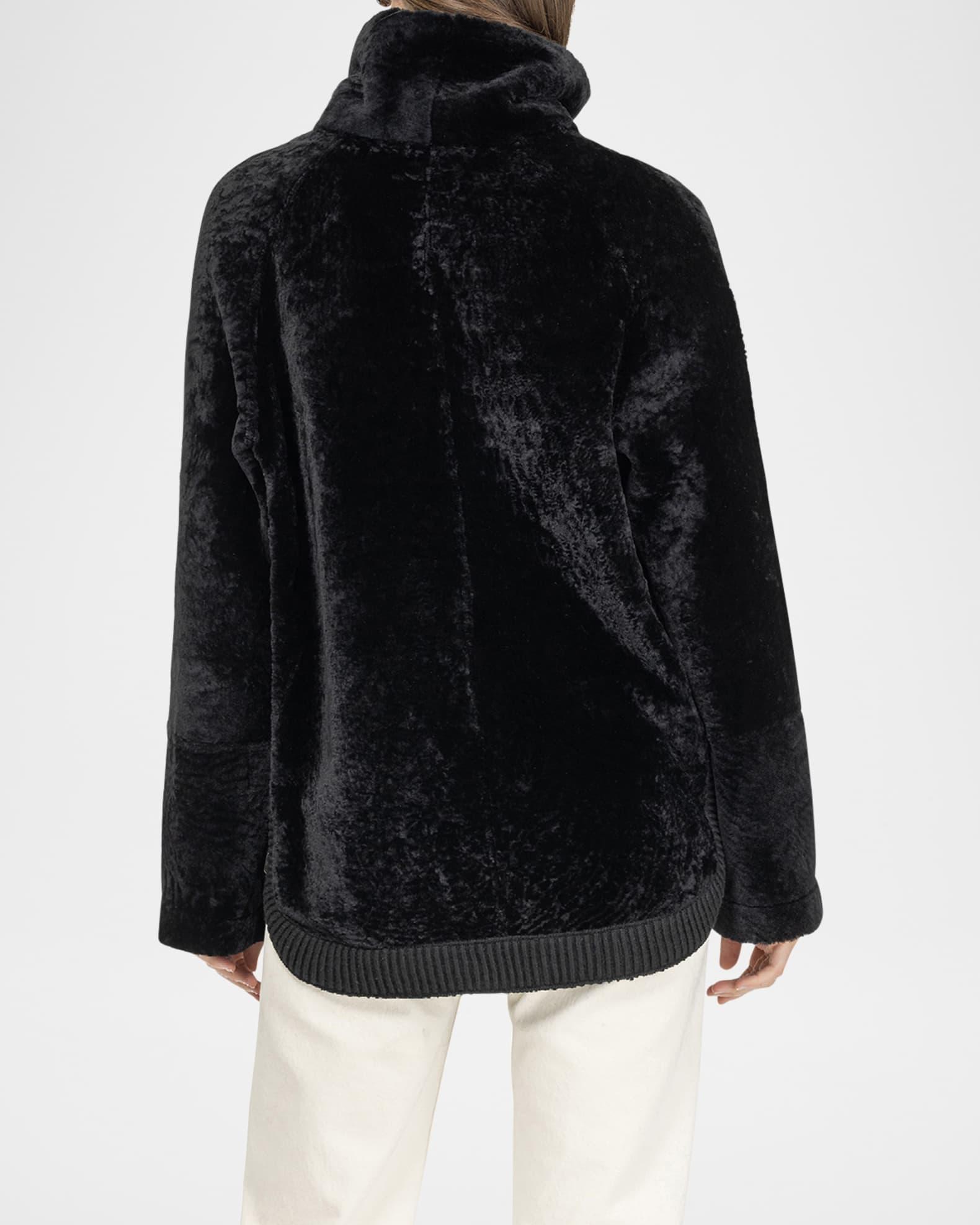 Textured Shearling Lamb Zip Jacket Product Image