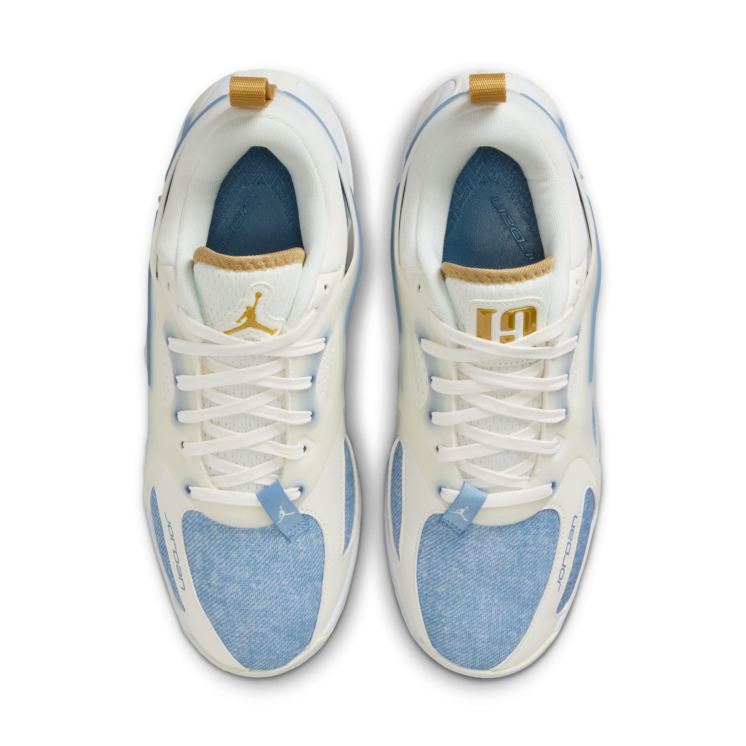 Womens Jordan Heir Series Denim and Gold Basketball Shoes | FZ2471-104 Product Image