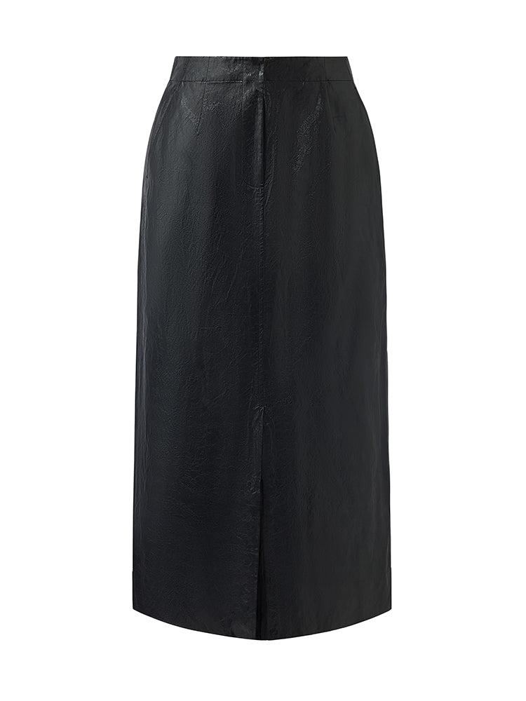 PU Leather Slit Women Column Skirt Product Image
