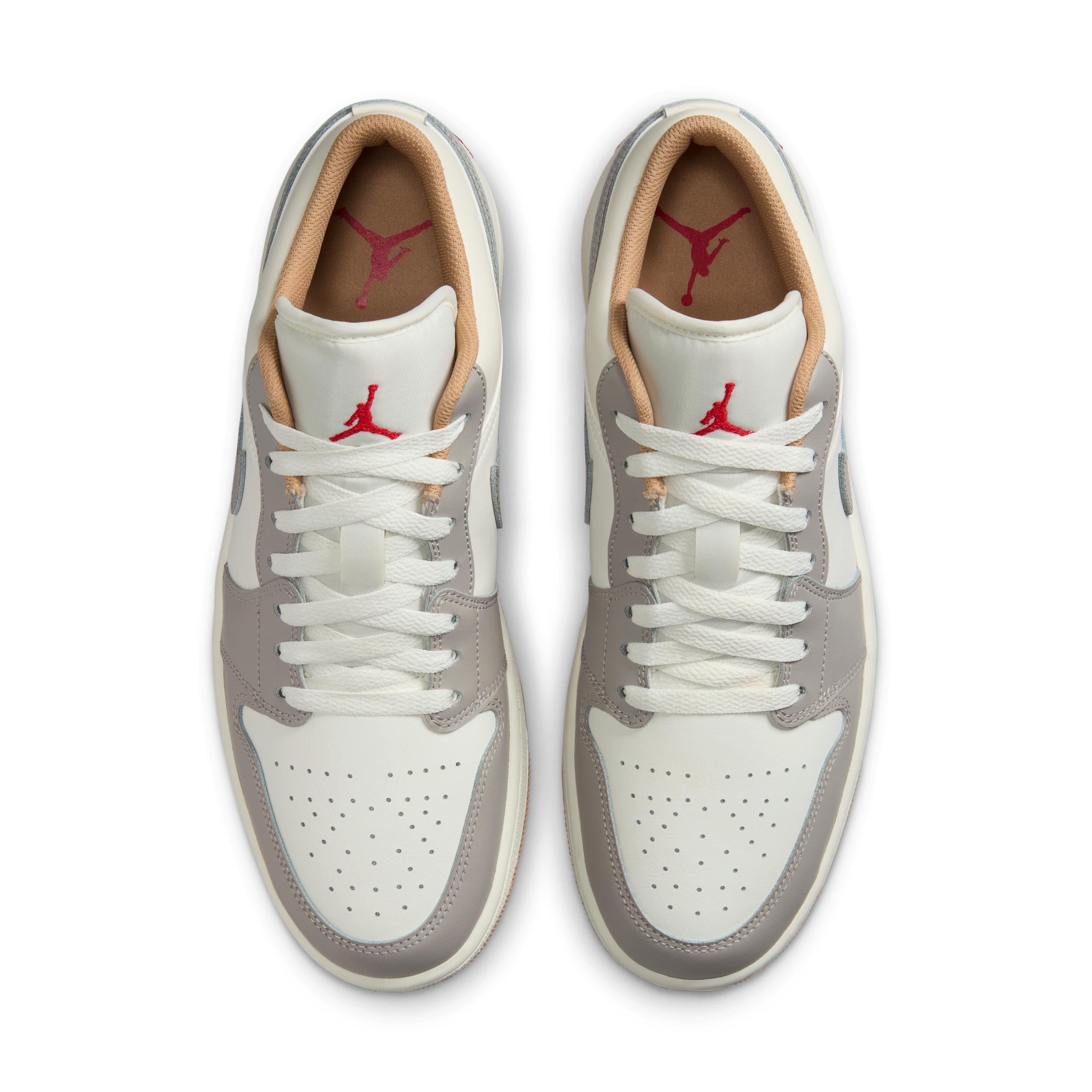 Jordan Mens Jordan AJ 1 Low - Mens Shoes Sail/Fire Red/College Grey Product Image