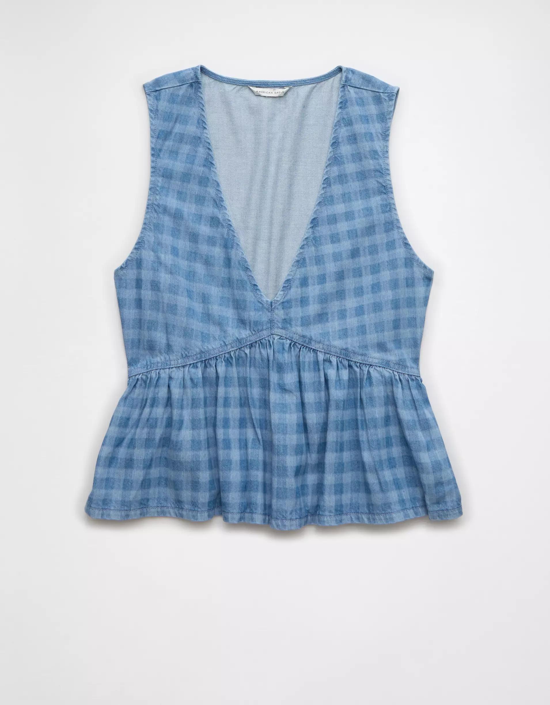AE V-Neck Denim Babydoll Tank Top Product Image