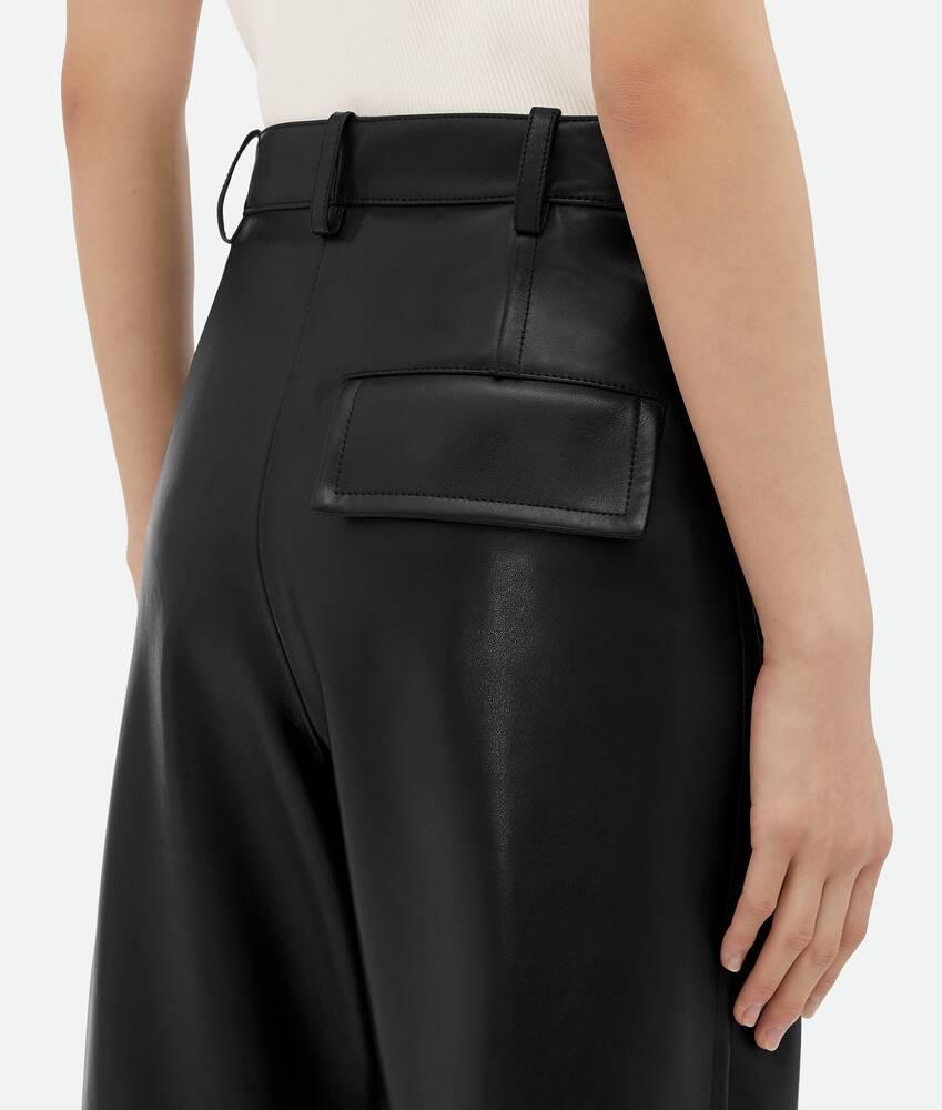 Women's Leather Rounded Leg Trousers in Black Product Image