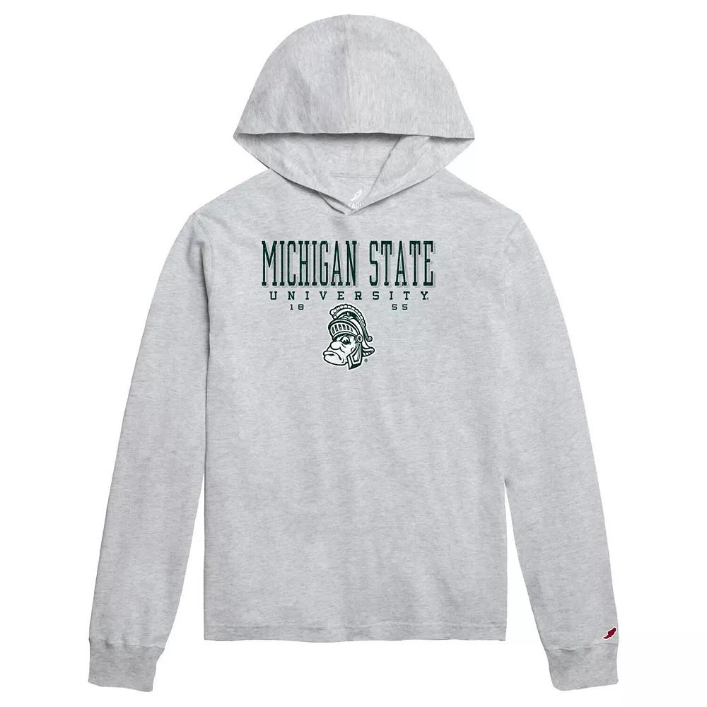 Men's League Collegiate Wear Ash Michigan State Spartans Team Stack Tumble Long Sleeve Hooded T-Shirt,  Product Image