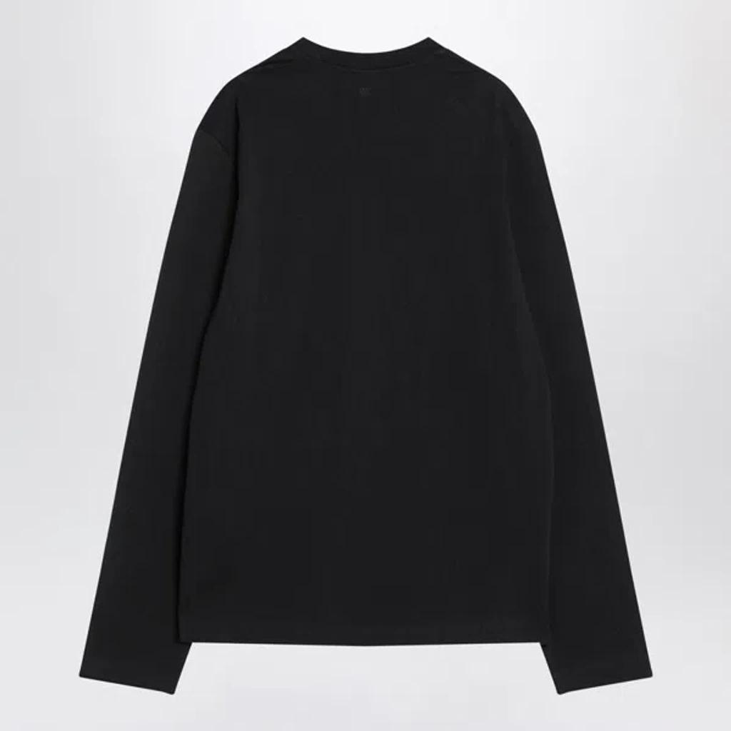 AMI ALEXANDRE MATTIUSSI Ami Classic Black Sweater With Round Neckline And Emblem Detail Product Image