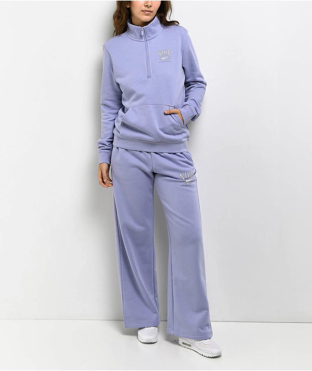 Nike Sportswear Club Purple Wide Leg Fleece Sweatpants Product Image