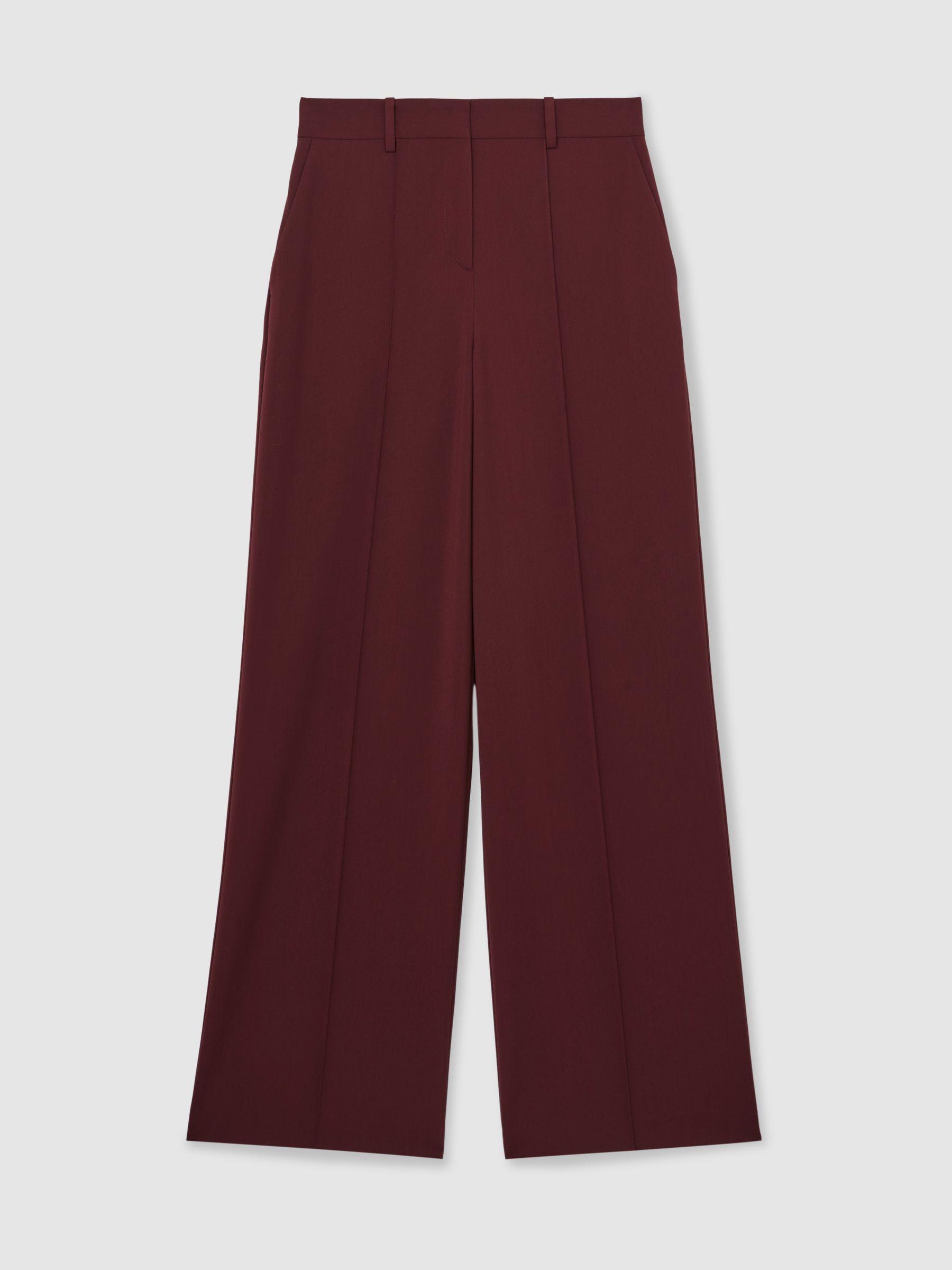 Petite Wide-Leg Pintuck Trousers in Burgundy Product Image