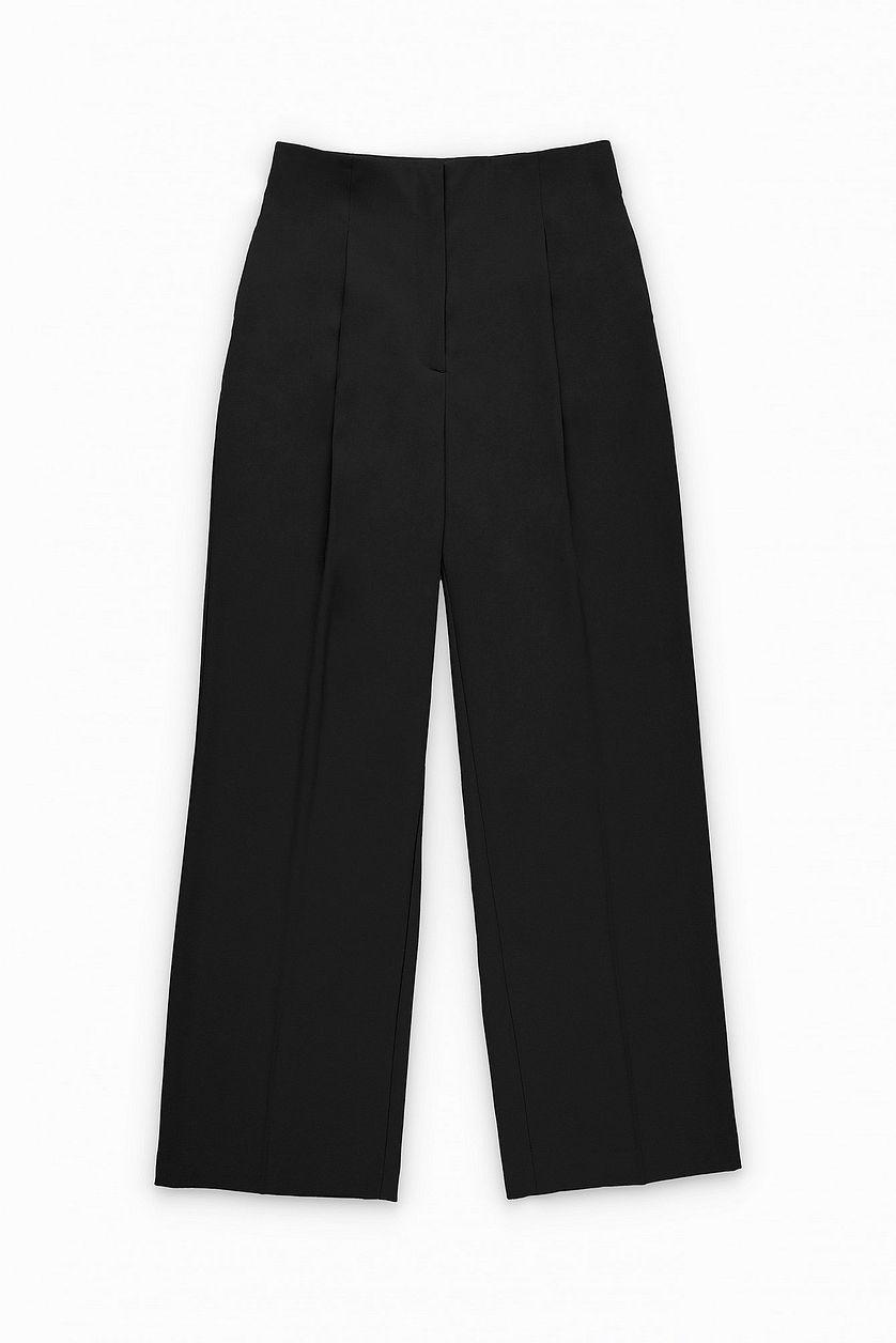 Wide High Waist Suit Pants Without Waist Band Product Image