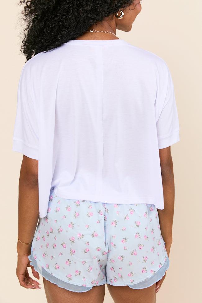 Darcy Short Sleeve Crop White Tee SALE Product Image