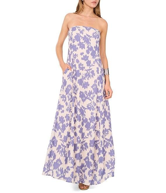 1. STATE Woven Floral Print Strapless Smocked Back Pocketed Maxi Dress Product Image