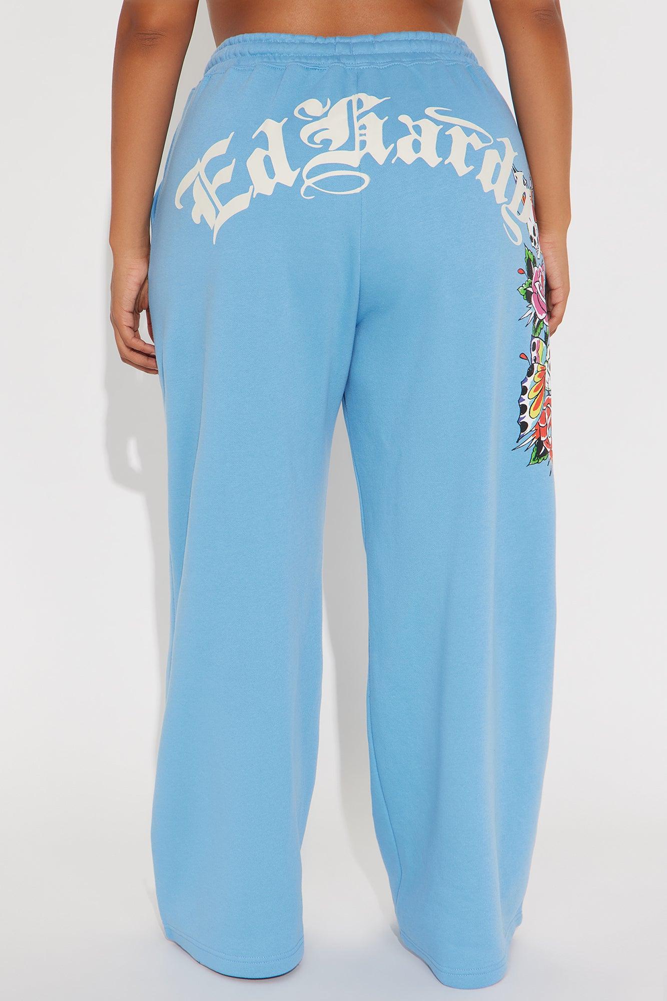 Ed Hardy Skull Haven Wide Leg Pant - Light Blue Female Product Image