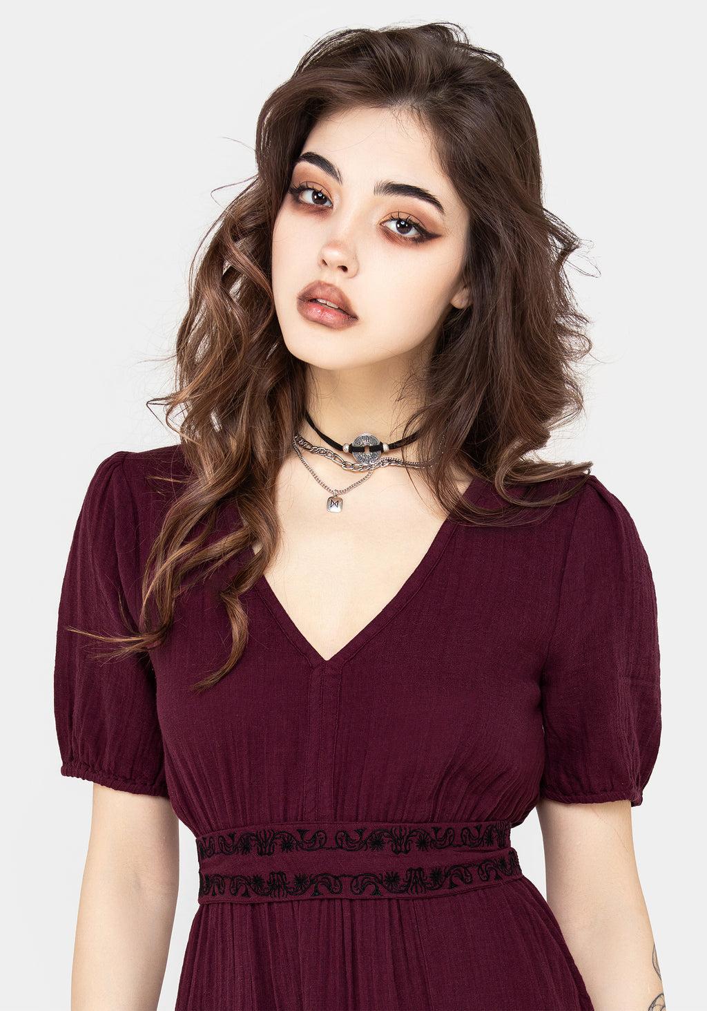 Poultice Embroidered Cotton Midi Dress Product Image