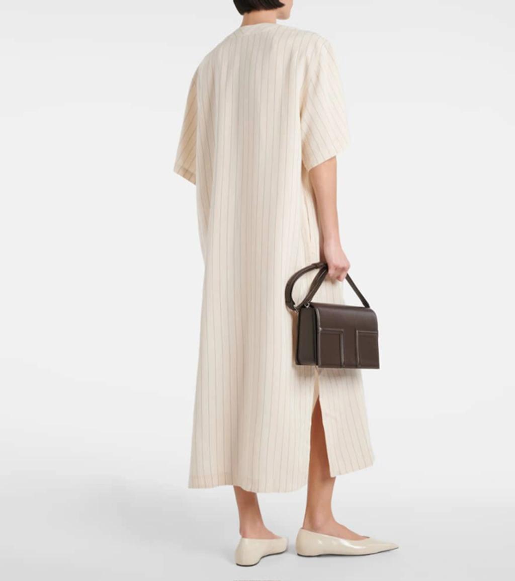 TOTÊME Pinstripe Midi Dress In White Product Image