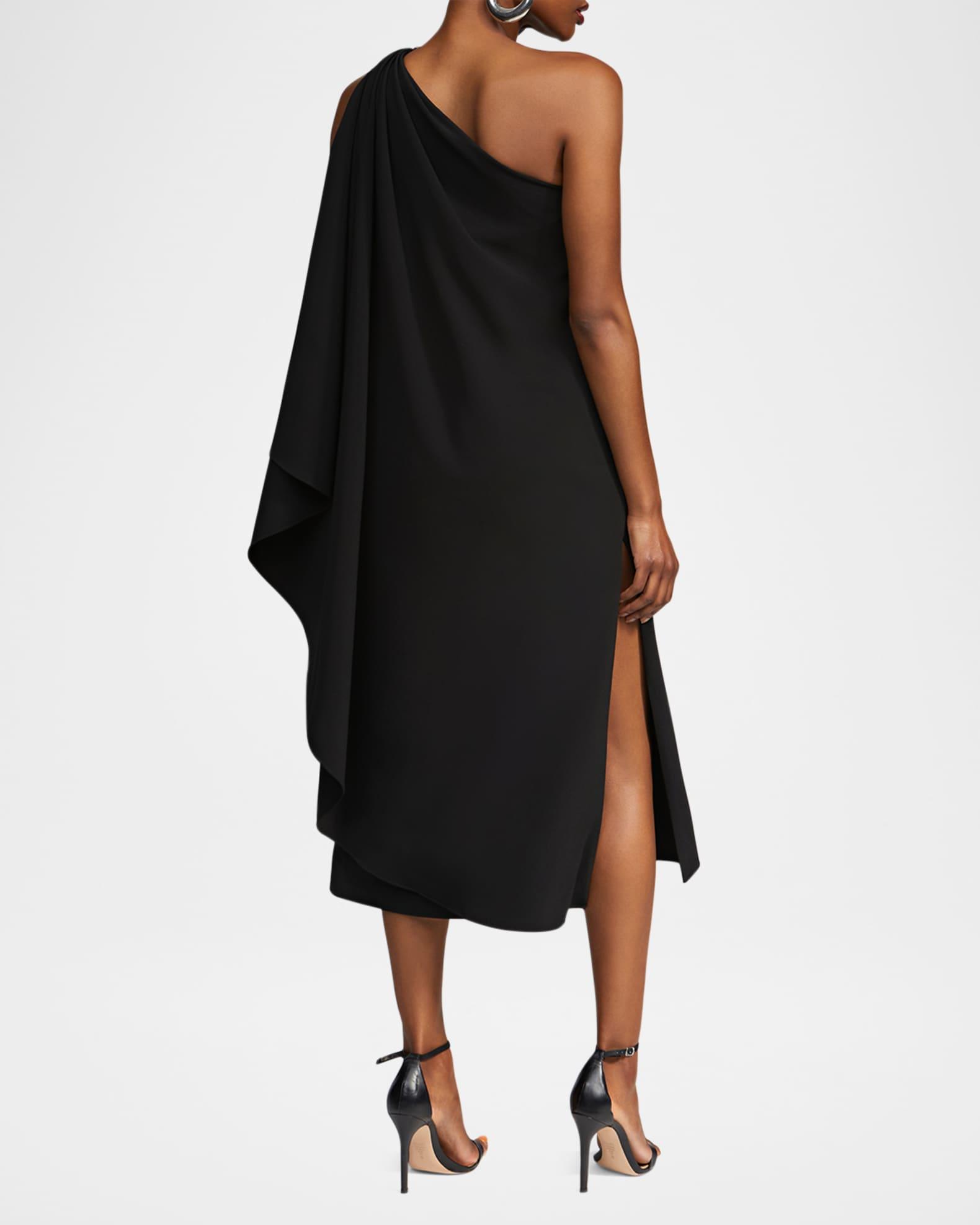Aries Draped One-Shoulder Crepe Midi Dress Product Image