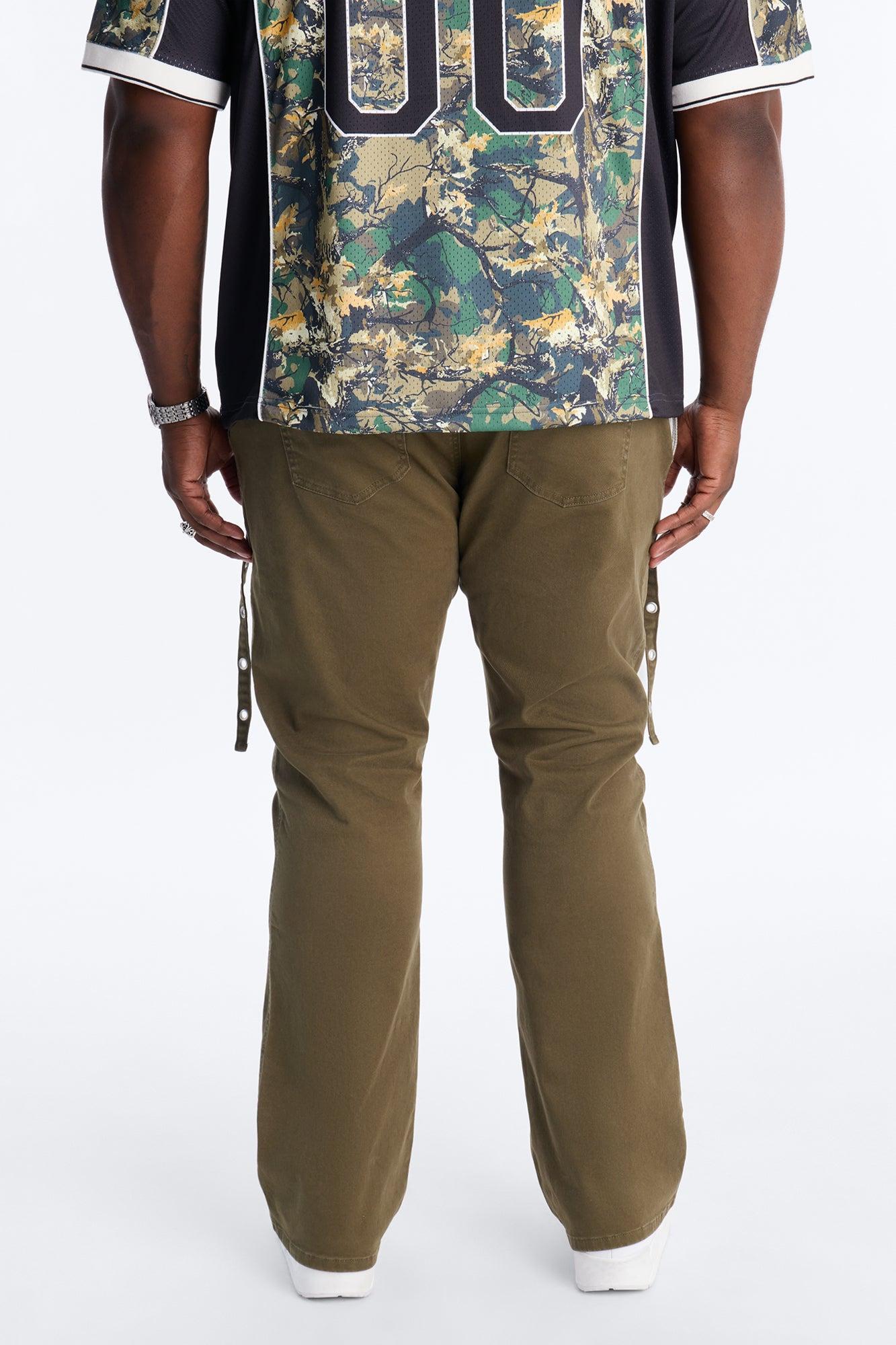 Stacked Slim Flare Retro Groove Pant - Olive Male Product Image