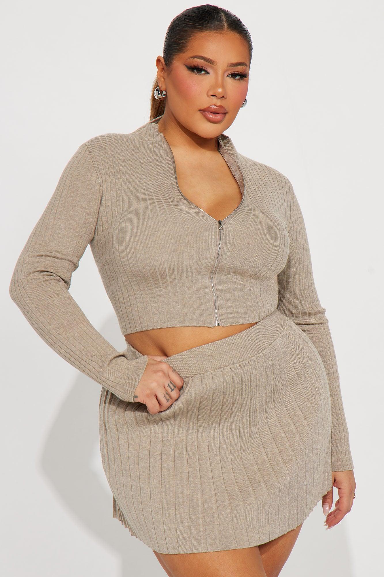 Claudia Sweater Skirt Set - Taupe Female Product Image
