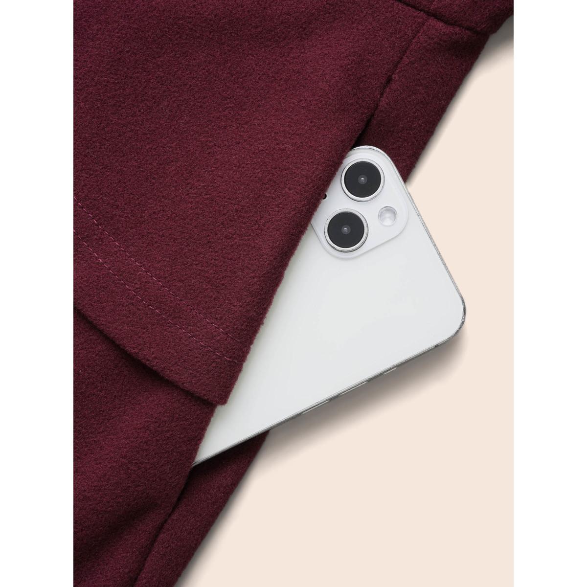 Plus Size Plain Button Up Ruffle Trim Coat Women Scarlet Elegant Button Bodycon Ladies Everyday Winter Coats BloomChic 14-16/1X Product Image