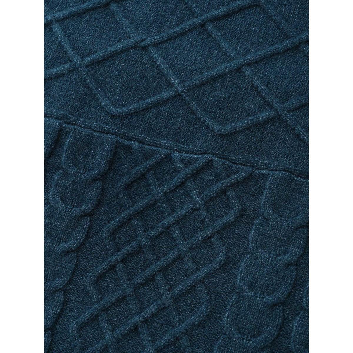 Plus Size Cable Knit Texture Drop Shoulder Sleeve Pullover Aegean Women Casual Loose Long Sleeve Round Neck Everyday Pullovers BloomChic 26/4X Product Image