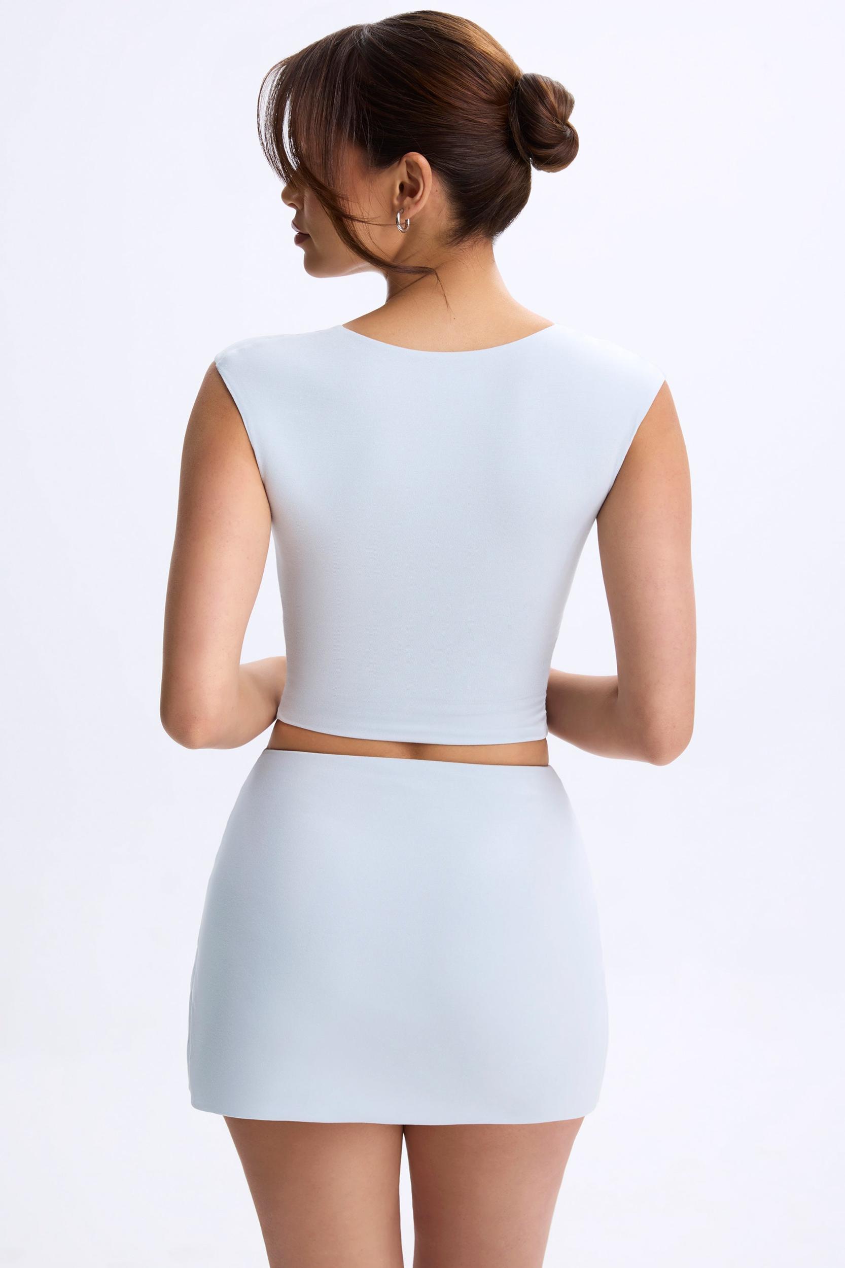 Ruched Cap-Sleeve Top in Dusty Blue Female Product Image