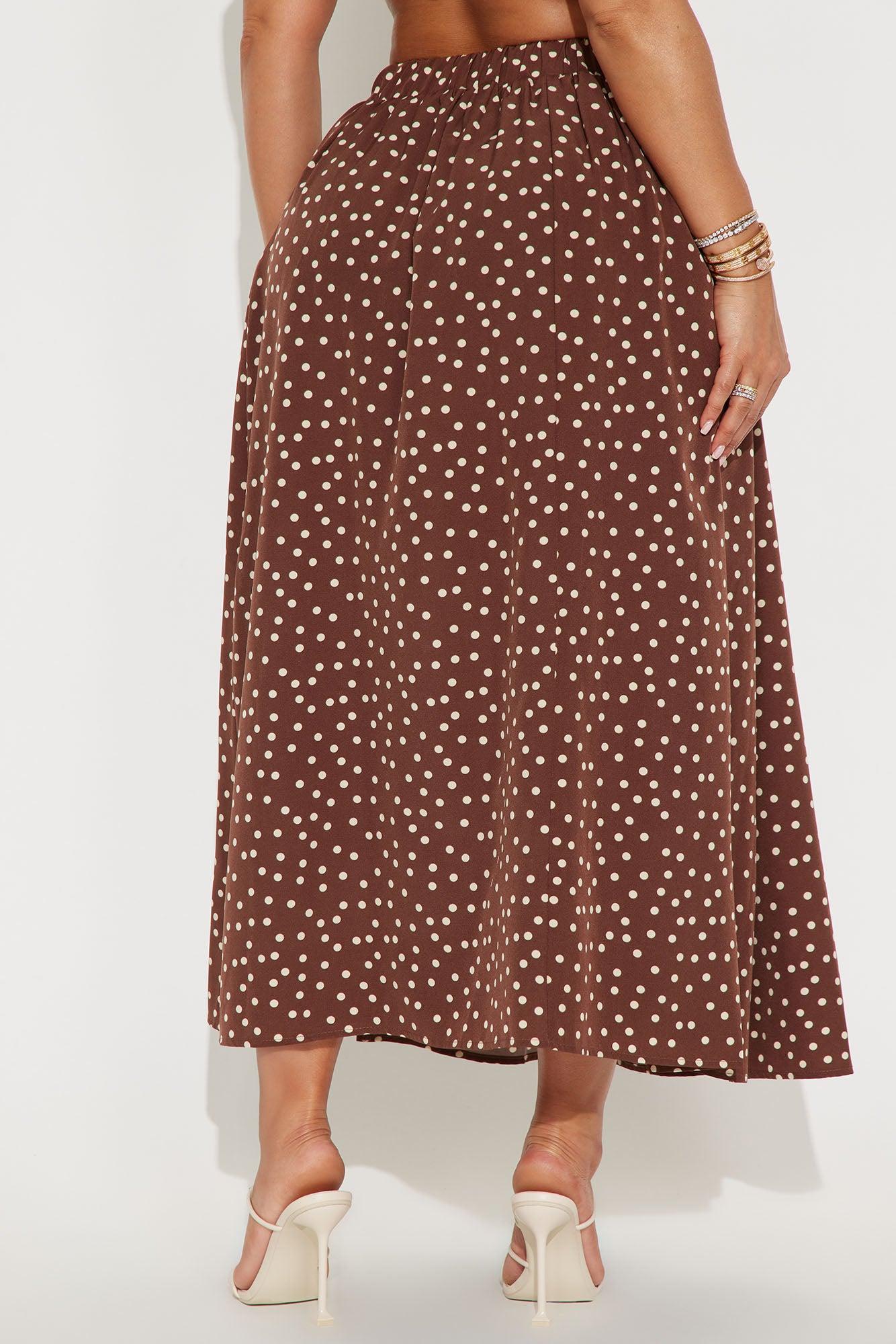 Sammie Polka Dot Midi Skirt - Chocolate Product Image