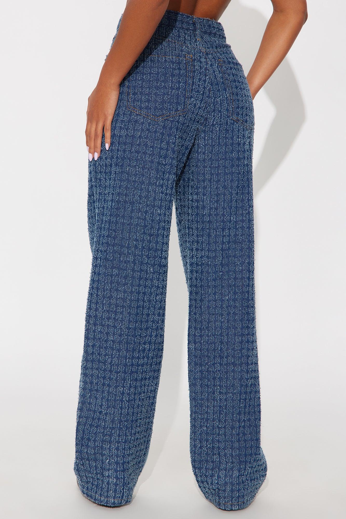 Madison Textured Straight Leg Jeans - Dark Wash Female Product Image