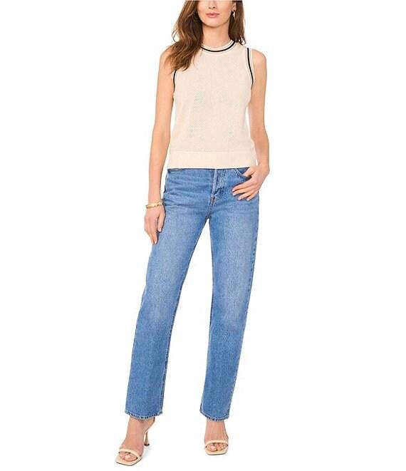 Vince Camuto Knit Sleeveless Sweater Mesh Tank Product Image