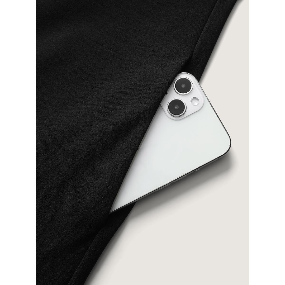 Plus Size Color Stripes Pockets Midi Dress Black Women Office Contrast Round Neck Elbow-length sleeve Curvy BloomChic 22-24/3X Product Image