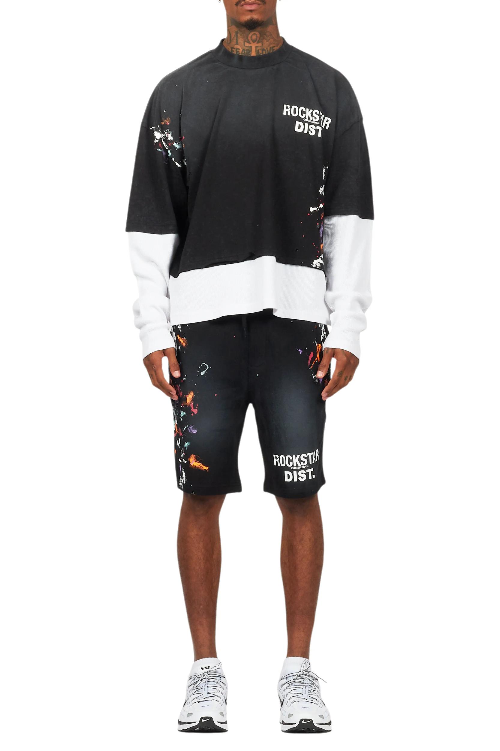 Makala Black Double Layer Short Set Female Product Image