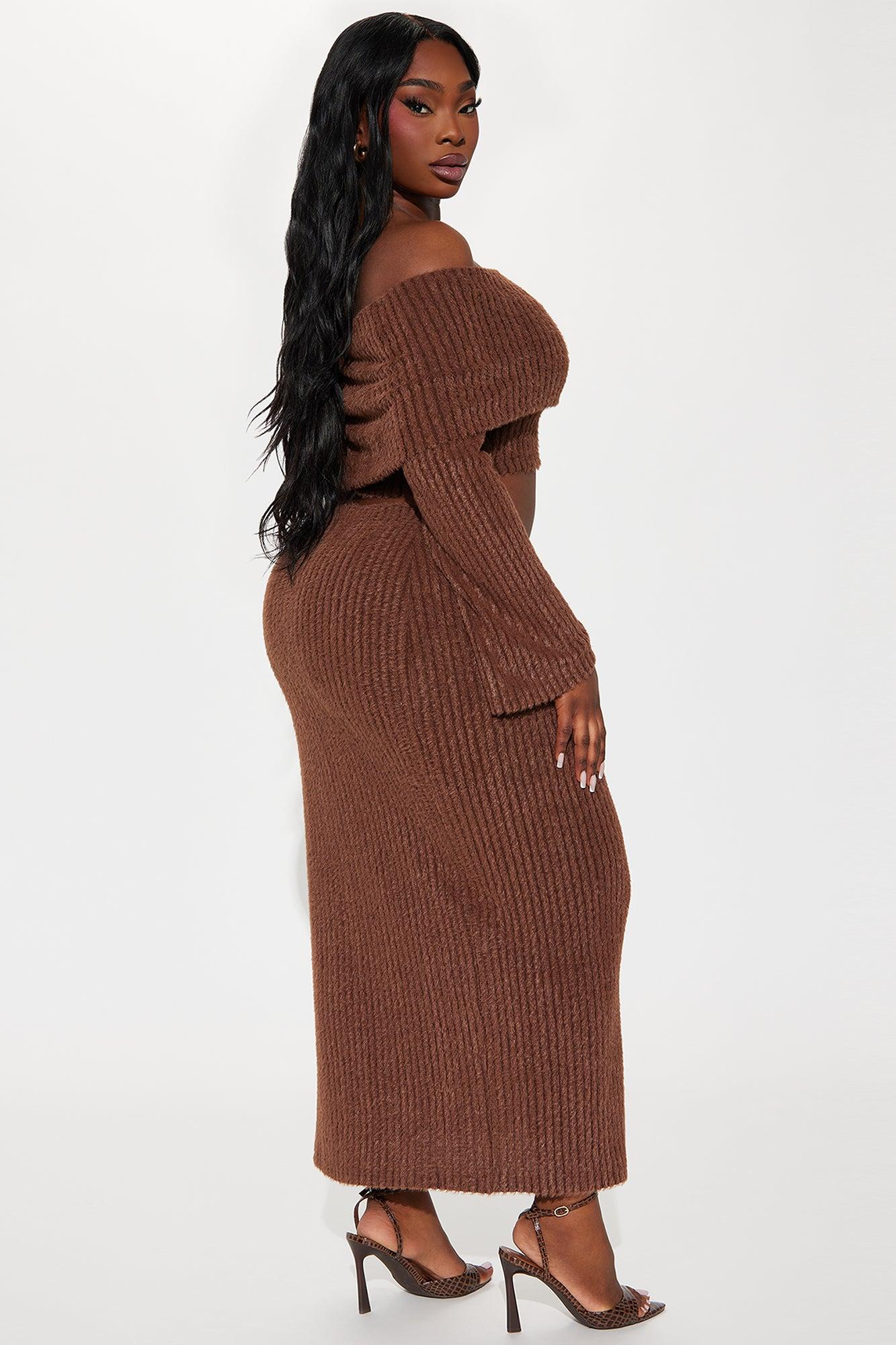 Always Sweet Sweater Skirt Set - Brown Product Image