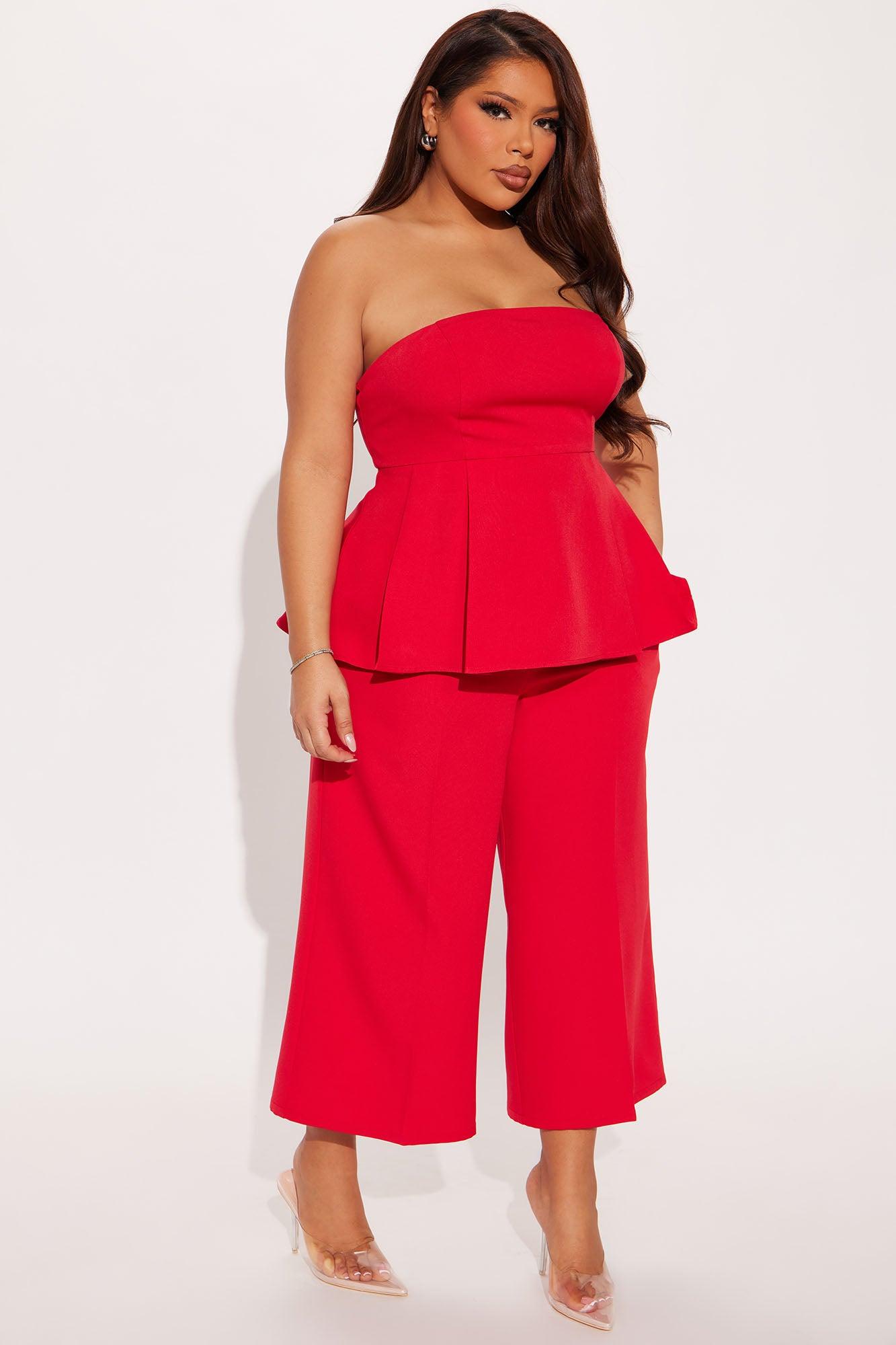 Roxie Peplum Pant Set - Red Product Image