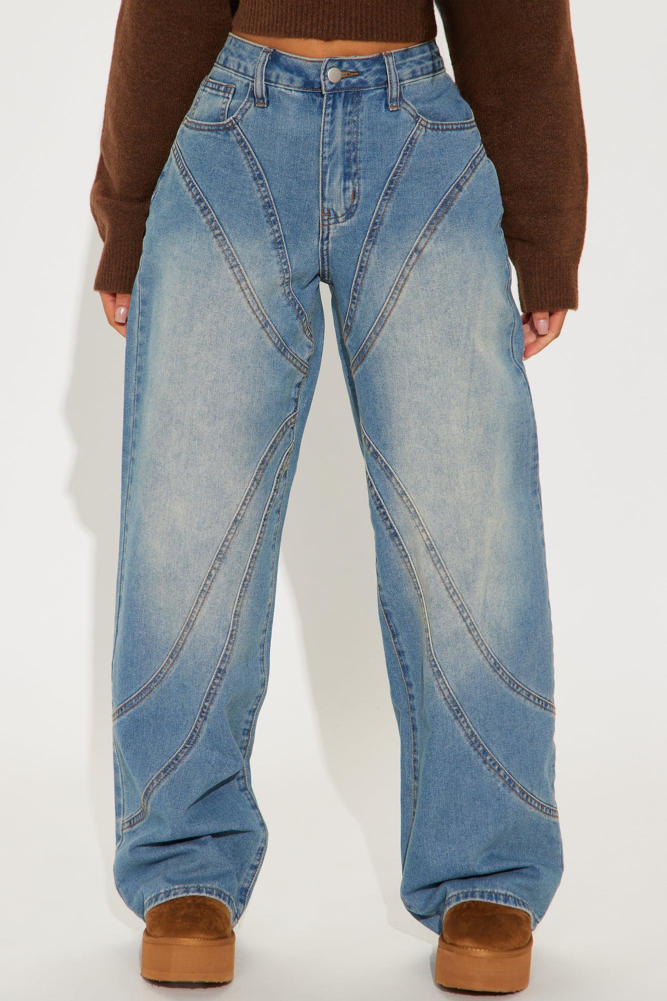 Lead The Way Non Stretch Seaming Wide Leg Jeans - Vintage Wash Product Image