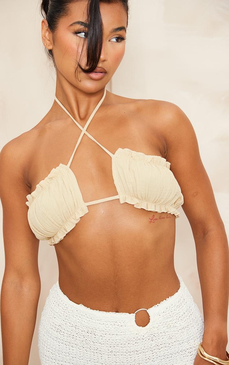 Stone Cross Front Ruched Cup Strappy Bralet Product Image