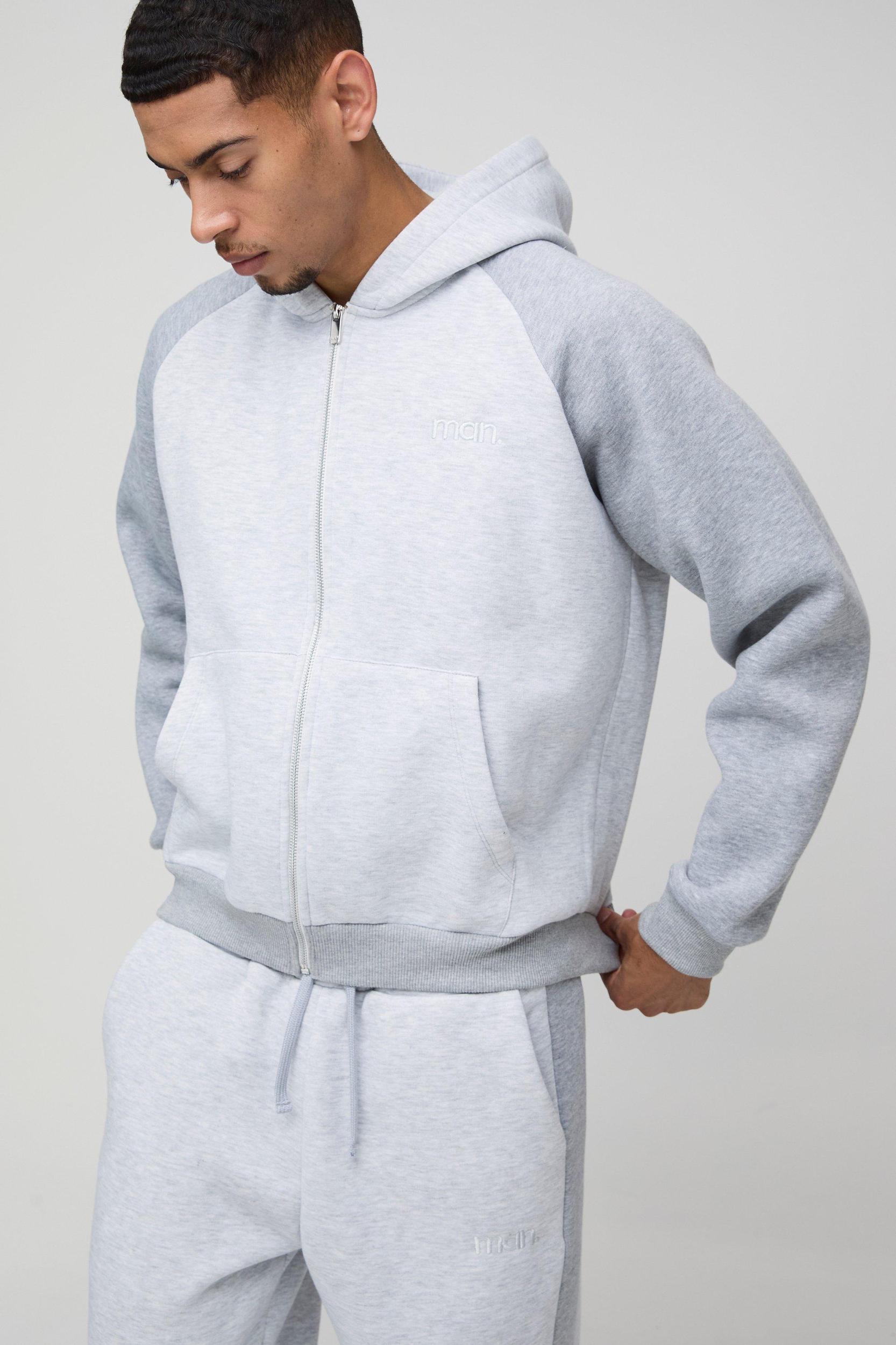 Oversized Man Colour Block Zip Hooded Tracksuit | boohooMAN USA Product Image