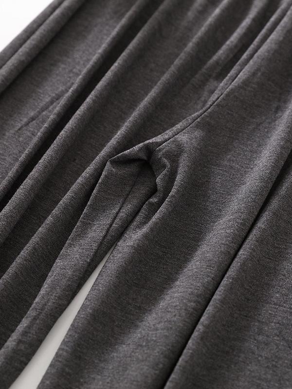 High Waisted Loose Drawstring Elasticity Solid Color Casual Pants Bottoms Trousers Product Image