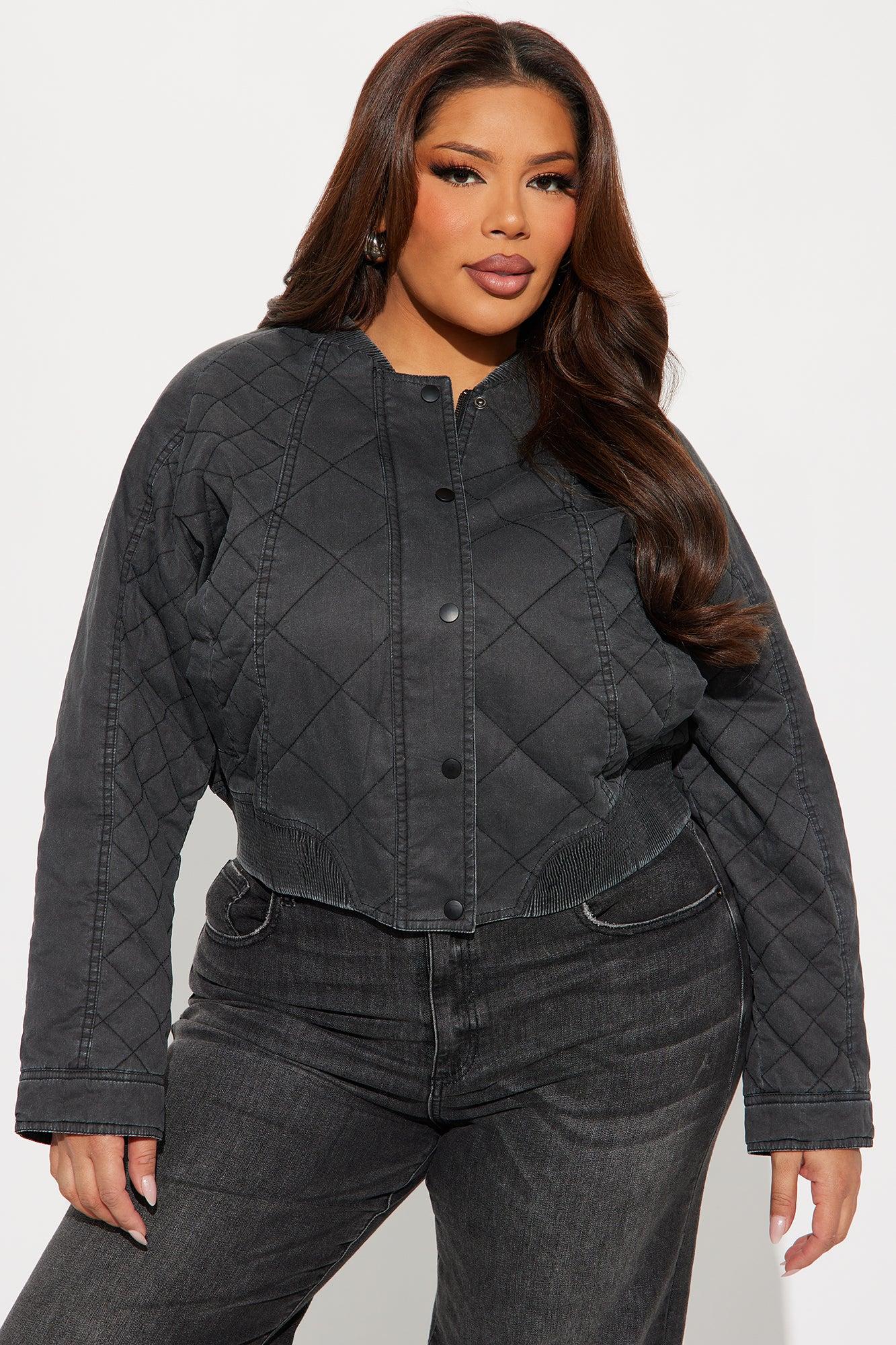 Mara Quilted Washed Bomber Jacket - Black Female Product Image