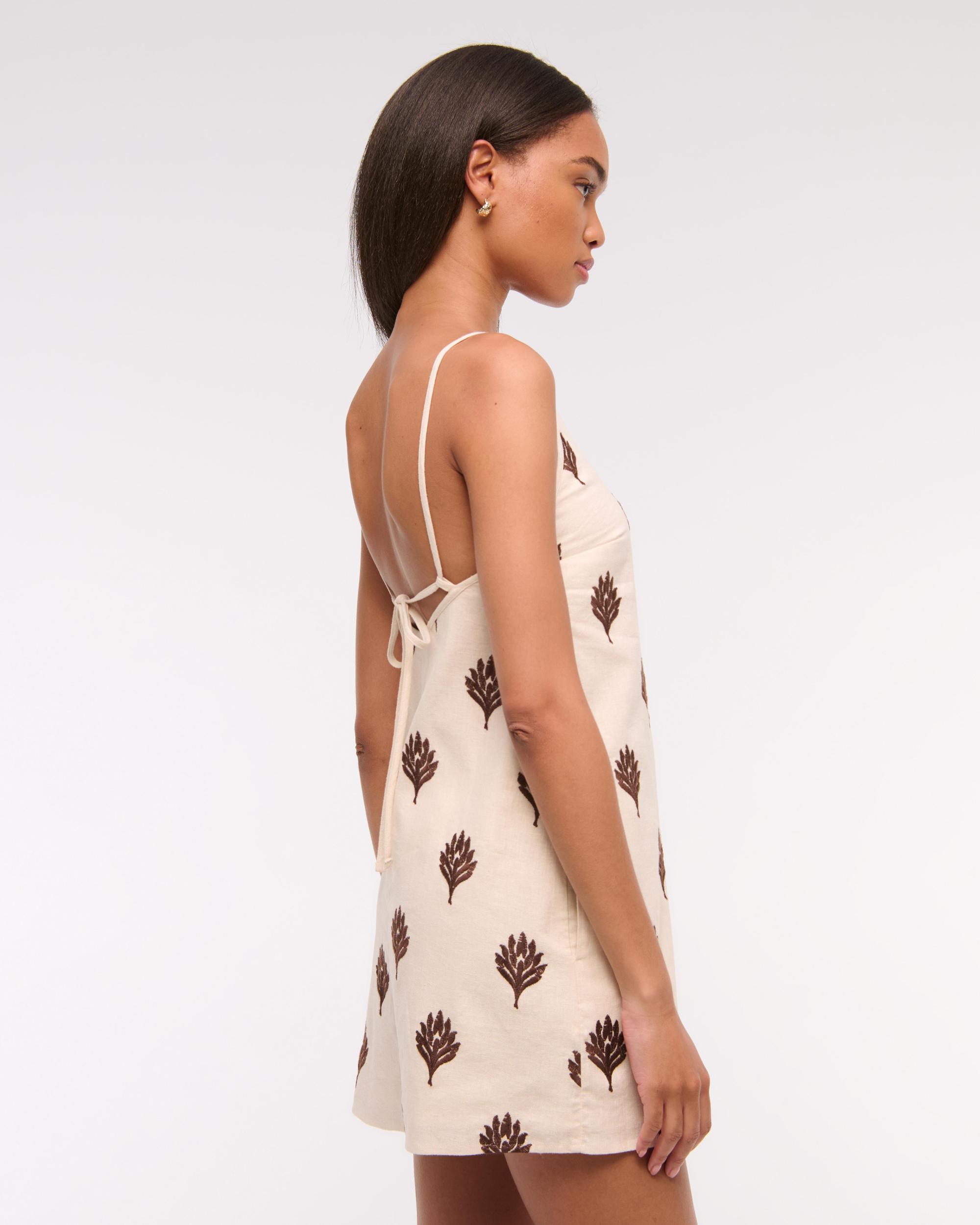 Linen-Blend Apron Mini Dress Product Image