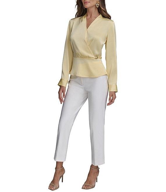 Donna Karan Long Sleeve Faux Wrap Blouse Product Image