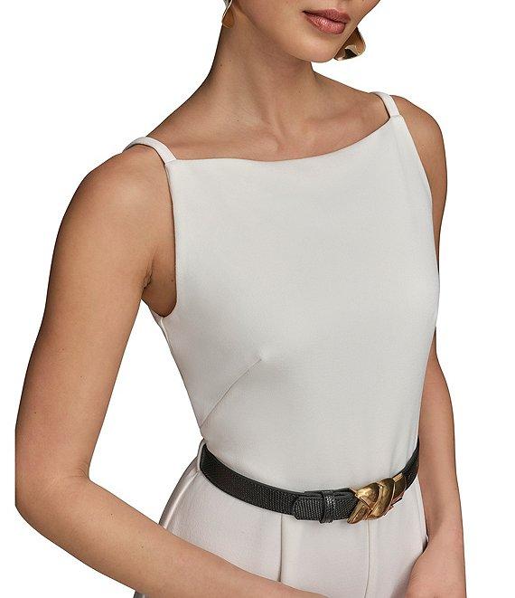 Donna Karan Sleeveless Square Neck Belted Jumpsuit Product Image