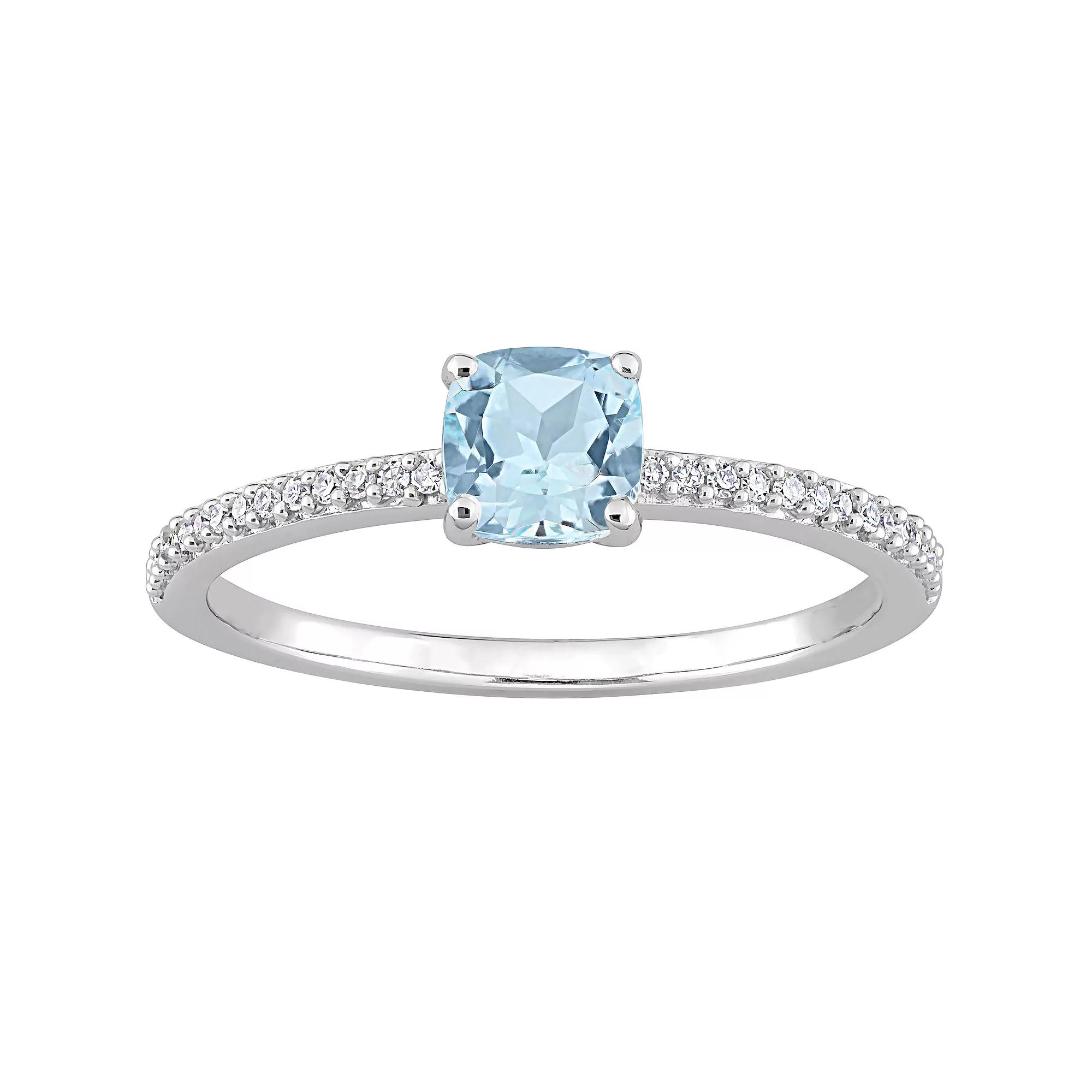 Stella Grace 10k White Gold Blue Topaz & Diamond Accent Promise Ring, Women's, Size: 5 Product Image